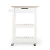 Rolling Kitchen Island with Single Door Cabinet, Kitchen Cart with Drawer on Swivel Wheels, Small Coffee Cart Microwave Stand for Dining Room