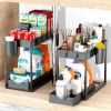 Under Sink Organizers and Storage 2 Pack Adjustable Height 2 Tier Bathroom Organizer Under Sink with Sliding Drawers 2 Cups 4 Hooks Highly Capacious U