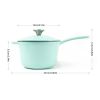 HAWOK Enameled Cast Iron Mini Saucepan, 1QT Saucepan with Lid and Long Handle, Green