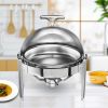 SOGA 2X 6L Stainless Steel Chafing Food Warmer Catering Dish Round Roll Top