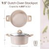 Non Toxic Stockpot with Lid, Easy to Clean, All Stoves Compatible, 4.8QT, Taupe