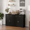 HOMCOM Kitchen Storage Sideboard, Farmhouse Buffet Cabinet with Barn Style Doors, Drawers, Adjustable Shelves, Black