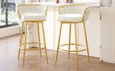 Swivel Counter Height Bar Stools Set of 2,31.5"Bar Height Stools with Hand-Woven Backrest & Gold Metal Legs