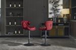 Set of 2 Bar Stools with powder Footrest and Base Swivel Height Adjustable Mechanical Lifting Velvet + powder Leg Simple Bar Stool-RED