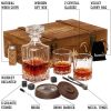 Whiskey Gift Set 14 pcs Whiskey Bottle and Old Fashioned Glasses 2 pcs Cocktail Smoker in Wodden Box with Wood Chips Whickey Stones 6 pcs Included Gif
