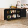 Sideboard Cabinet with 3 Mirror Doors, Modern Buffet Cabinet with Storage, Accent Storage Cabinet for Living Room, Dining Room, Entryway, Black