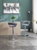 Set of 2 Bar Stools,with Chrome Footrest and Base Swivel Height Adjustable Mechanical Lifting Velvet + Chrome Leg Simple Bar Stool-GREY