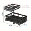 IAGREEA Kitchen Dish Drying Rack , Double Deck Large Capacity Design, Large Kitchen Dish Rack Counter Organizer Space Saving, Black