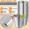 15pcs Stainless Steel Shot Glasses Drinking Vessel 30 ml (1oz) Outdoor Camping Travel Coffee Tea Cup Silver Cup Unbreakable Metal Shooters for Whiskey