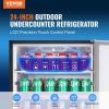VEVOR 24 inch Indoor/Outdoor Beverage Refrigerator, 185QT Undercounter or Freestanding Beverage Fridge