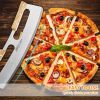 ALLTOP Pizza Cutter Rocker,Stainless Steel Blade Knife With Double Wooden Handle & Plastic Cover, Large Pizza Slicer/Chopper, Essential Kitchen Tool