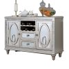 Contemporary Silver 1pc Server Solidwood Storage Drawers Mirror Tile Accents Server Dining Room Furniture