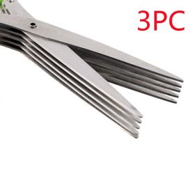 Multifunctional Multi-layer Green Onion Scissors Stainless Steel Onion Cutting Knife Herb Seaweed Spice Scissors Kitchen Scissor Kitchen Gadgets (Option: Green 3PC-5Layers)