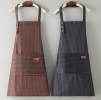 Coffee-colored kitchen apron set (2 pieces), featuring sleeveless waist aprons, canvas aprons, stain-resistant designs, and lake-blue canvas options
