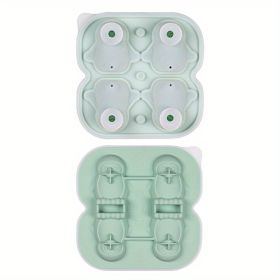 1pc Penguin Model Ice Maker Mold Whiskey Frozen Penguin Ice Cubes Spherical Ice Grid Ice Mold Food Grade Ice Storage Box (Color: 4 Even Penguin Ice Trays - Green)