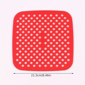 1pc 7.5in/8in/9in Air Fryer Liner Silicone Air Fryer Mat (Style: Square 8.5in, Color: Red)