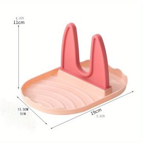 1pc Kitchen Pot Lid Holder; Multifunctional Storage Rack; Pot Lid Stand Drain (Color: pink)