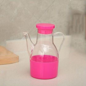 1pc Household Soy Sauce Vinegar Seasoning Bottle Anti-spill Oil Kitchen Supplies Plastic Seasoning Bottle Sesame Oil Sesame Oil Pot Bottle (Color: pink)