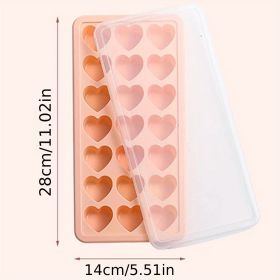 1pc High Quality Silicone 21 Even Love Ice Cube Ice Tray Mold Heart Shaped Silicone Ice Box (Color: pink)
