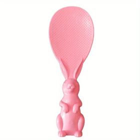 1pc Cute Rabbit Non-Stick Rice Scoop; Bunny Shape Standable Rice Scooper; Household Rice Cooker Rice Spoon; Cartoon Rice Spoon (Color: pink)