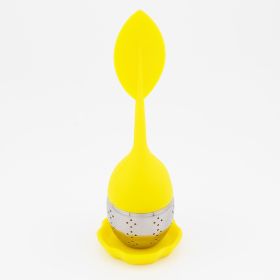 1pc Tea Infuser Silicone Handle Stainless Steel Strainer Drip Tray Included - Loose Tea Steeper - Best Tea Infuser For Loose Leaf Or Herbal Tea (Color: 1 Pack Yellow)