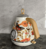 PS3013T   flower painted electric kettle 1.7L retro instrument type dial thermometer water heater 1850W electric kettle fast boiling without BPA