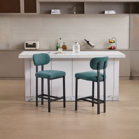 Bar Stools Set of 2, 26 inch Modern Upholstered Fabric Counter Height Barstools (Color: as Pic)