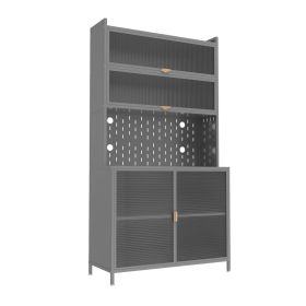 6 Level Flip Door Pantry Cabinet (Main Material: Metal, Main Color: Grey)