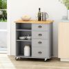 Kitchen Island Cart with Storage,Rolling Side Table on Wheels with Large Worktop, Cabinet with Drawers for Kitchen,Dinning Room