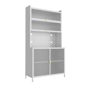 6 Level Flip Door Pantry Cabinet (Main Material: Metal, Main Color: White)
