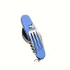 Stainless Steel 6-in-1 Multi-Tool Cutlery Set, Folding Pocket Knife with Fork, Spoon, Can Opener, Corkscrew, and Bottle Opener