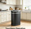 Automatic Sensor Trash Can, Stainless Steel Touch-Free Garbage Bin with Odor Sealing Lid