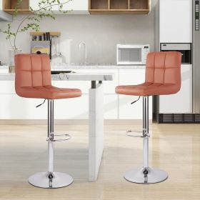 The high bar stool has a height-adjustable function. They are suitable for use with kitchen islands, family leisure areas or small coffee bars (Color: Brown)