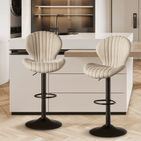 The dining chair is made of comfortable and soft material (Color: Beige-2pcs)