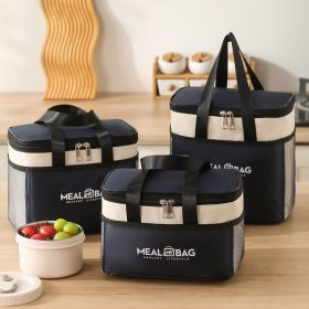 3-piece thick aluminum foil insulated lunch box bag, suitable for office workers, large capacity waterproof portable lunch box bag (Color: Black)