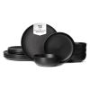 12-Piece Stoneware Dinner Plates Bowls Sets | Microwave & Dishwasher Safe | FDA Certified Non-Toxic Dinner Plates Bowls Set | Stackable Matte Glaze Ki