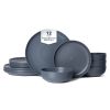 12-Piece Stoneware Dinner Plates Bowls Sets | Microwave & Dishwasher Safe | FDA Certified Non-Toxic Dinner Plates Bowls Set | Stackable Matte Glaze Ki