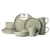 12-Piece Stoneware Dinnerware Sets with Mugs | Microwave & Dishwasher Safe | FDA Certified Non-Toxic Dinner Plates Bowls Set | Stackable Matte Glaze K