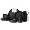 12-Piece Stoneware Dinnerware Sets with Mugs | Microwave & Dishwasher Safe | FDA Certified Non-Toxic Dinner Plates Bowls Set | Stackable Matte Glaze K