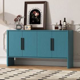 4-Door Large Storage Retro Sideboard with Adjustable Shelves and Long Handles for Kitchen,Dining Room and Living Room (Material: MDF, Color: Antique Blue)