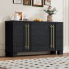 Wood Traditional Style Sideboard with Adjustable Shelves and Gold Handles for Kitchen,Dining Room and Living Room