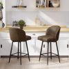 The bar stools feature an arched backrest and seat design, and are paired with black metal thin legs