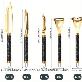 Professional Multifunctional Stainless Steel Peeler Set - Anti-rust Kitchen Tool for Fruits, Vegetables (Quantity: 5pc set)