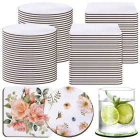 24pcs Sublimation Blank Coasters, Round Square MDF Heat Transfer Coasters, Cardboard Coasters, Cork Coasters (Shape: Square)