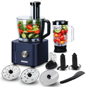 Küchenmaschine, 1100W Food Processor, 3.2L Schüssel &1,5L Behälter, Multifunktional mit Hacken, Schneiden, Kneten, Entsaften (farbig: Blau)