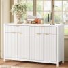 Modern Wave-Pattern Sideboard Cabinet with 2 Drawers and 4 Doors, 3-Level Adjustable Shelves, Aluminum Arc Handles, Scandinavian Style, 3 Colors