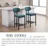 Bar Stools Set of 2, 26 inch Modern Upholstered Fabric Counter Height Barstools