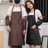 Coffee-colored kitchen apron set (2 pieces), featuring sleeveless waist aprons, canvas aprons, stain-resistant designs, and lake-blue canvas options