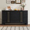 Wood Traditional Style Sideboard with Adjustable Shelves and Gold Handles for Kitchen,Dining Room and Living Room