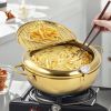 Golden 304 stainless steel deep fryer with built-in rotating thermometer (20cm, 24cm, 28cm)